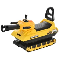 HOMCOM Sitzbagger für Kinder Spielzeugauto für 3 Jahre Kinder Rutscherauto Laufrad Panzer mit Stauraum Bälle Gelb+Schwarz, 68 x 24 x 41,5 cm(m-1)