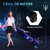 AIYAPLAY Coche Eléctrico para Niños de +3 Años Maserati GT2 con Mando a Distancia Faros LED Bocina Música Ruedas Auxiliares Azul(m-5)