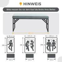HOMCOM Sitzbank mit Polsterauflage, Schuhbank, Flurbank, inkl. Polster, Hellblau + Schwarz(m-7)