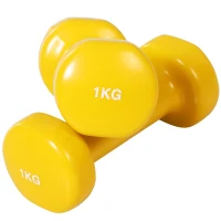 HOMCOM Juego de 8 Mancuernas Portátil 4 Pares de 0.5kg 1 kg 1.5 kg 2kg Caja Exterior para Gimnasio Ejercicios Entrenamiento en Casa Metal 41x30x8 cm Multicolor(m-8)