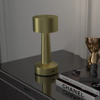 HOMCOM Tischleuchte, kabellos, wiederaufladbar, Touch-Steuerung, LED-Licht, Metallkörper, Farbe: Gold(m-7)