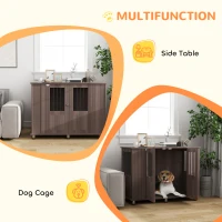 PawHut Dog Crate Table for Medium and Large Dogs with Magnetic Door for Indoor Use, 116 x 60 x 87 cm, Purple(m-5)