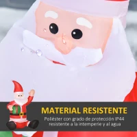 HOMCOM Papá Noel Hinchable 1.2m Santa Claus Inflable con Regalo Decoración Navidad Iluminación LED con Inflador Apto Interior Exterior(m-5)