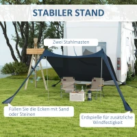 Outsunny Sonnenschutzdach Sonnensegel. wetterbeständig, Schaufel, 215 x 200 x 200 cm Schwarz(m-5)