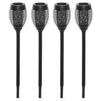 Outsunny Gartenbeleuchtung 4 Stück Solar LED Warmweiß Gartenstrahler mit Erdspieß Stecker IP44 Wasserdichter Gartenleuchte Solar Gartenlampe für Draußen Garten Rasen, Hof(m-10)