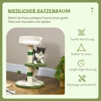 PawHut Kratzbaum Katzenbaum kleiner Kratzbaum, 1 Katzenbett, 1 Liegefläche, 40 cm x 40 cm x 64 cm, Grün + Weiß(m-4)