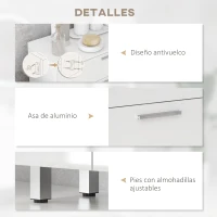 kleankin Mueble Auxiliar Baño Moderno con 2 Cajones Armario y Estantes Ajustables Antivuelco Carga 35 kg 60x30x93 cm Blanco(m-6)