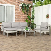 Outsunny Six-Piece Rattan Garden Sofa Set - Light Grey(m-2)