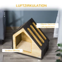 Pawhut Hundehütte Indoor Hundehöhle mit Kissen Hundehaus Hundehöhle mit schrägem Dach Katzenhaus für kleine Hunde bis 8 kg 60 x 40 x 59,2 cm, Braun(m-5)