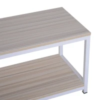 HOMCOM Table basse rectangulaire style industriel avec étagère 100L x 40l x 45H cm MDF E1 beige blanc(m-7)