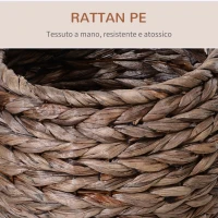 Pawhut Cuccia per Gatti Rialzata con Cuscino, Casetta Naturale con Foglie di Banana, Beige e Marrone, 40x37x51cm(m-5)