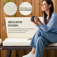 Outsunny Polyrattan Gartensofa 2 Sitzer Gartenmöbel Loungesofa Gartenbank Gartenliege klappbar Armlehnen Stahl Braun 129 x 63 x 67 cm(m-6)