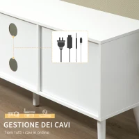 HOMCOM Mobile TV Fino a 50" con 2 Cassetti Removibili e 2 Ripiani Aperti, 110x29x46.5cm, Bianco e Grigio(m-6)