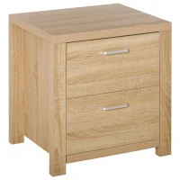 HOMCOM Nachttisch mit 2 Schubladen Nachtschrank mit Kippschutz moderner Nachtkommode Natur 48 x 39 x 52 cm(m-1)