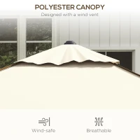 Outsunny 215cm Square Canopy Parasol, with Contrast Piping - Beige/Brown(m-5)
