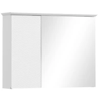HOMCOM Armadietto con Specchio e Ripiani Regolabili su 3 Livelli, in Vetro e Legno, 65x15x49 cm, Bianco(m-1)