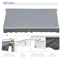 Outsunny Tenda da Sole per Esterno Avvolgibile a Manovella in Metallo e Alluminio, 395x245 cm, Grigio(m-7)