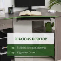 HOMCOM L-Shaped Corner Computer Desk w/ 2 Shelves Wide Worktop Keyboard Tray Drawer & CPU Stand Home Office Study Bedroom Furniture Grey(m-4)