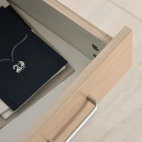 HOMCOM Table de Bureau Table d'Ordinateur Design Pliable avec roulettes Panneaux de Particules 105 x 50 x 74 cm Bois Naturel(m-9)