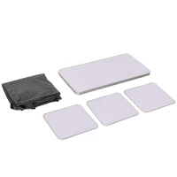 Outsunny Aluminum Camping Cupboard, Camping Kitchen Station Cook Table with 3-Shelf, Storage Organiser for BBQ Party Picnic(m-8)