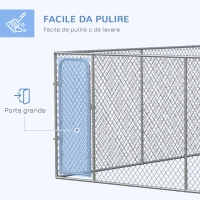 PawHut Kennel per Cani da Esterno a Maglie con Porta con Blocco in Acciaio, 400x400x182cm, Argento(m-6)