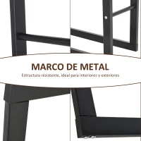HOMCOM Soporte para Leña de Metal Estante de Leña Leñero de Exterior para Interior y Exterior Carga 100 kg 40x25x100 cm Negro(m-6)