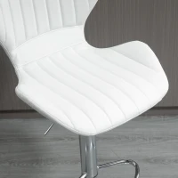HOMCOM Juego de 2 Taburetes Altos de Cocina y Giratorio Taburetes Altos de Cuero Sintético con Respaldo y Estructura de Metal 47x51,5x92-114 cm Blanco(m-8)