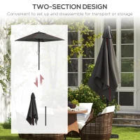Outsunny 215cm Square Canopy Parasol, with Contrast Piping - Grey/Red(m-7)