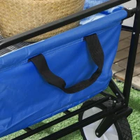 Outsunny Bollerwagen Handwagen mit faltbar Bremsen Verstellbarem Griff Transportwagen 68 KG Belastbar, Strandwagen Gartenwagen für Strand Garten Einkauf Shopping(m-9)
