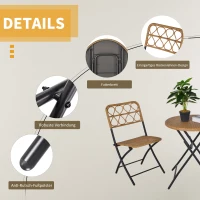 Outsunny Polyrattan Sitzgruppe für 2 Personen Bistroset Balkonmöbel Set Klappbar Natur(m-6)