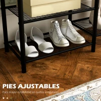 HOMCOM Perchero con Zapatero Industrial con 5 Estantes y 6 Ganchos para Colgar Bolsos Ropa 92.5x28.2x182 cm Marrón Rústico(m-7)