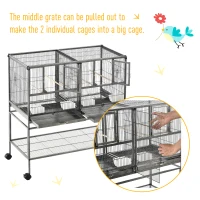 PawHut Large Bird Cage Parrot Cage with Divider, Slide Tray for Finch Canaries Parakeets Cockatiels, 95 x 45.5 x 102 cm(m-7)