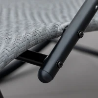 Outsunny Zero Gravity Rocking Lounge Chair Rattan Effect Patio Rocking Chair w/ Removable Pillow Recliner Seat Breathable Texteline - Grey(m-8)