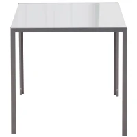 HOMCOM Tavolo Quadrato da 4 Persone per Cucina e Soggiorno, Tavolo Moderno in Metallo e Vetro Temperato, 75x75x75 cm, Grigio(m-7)