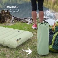 Outsunny Luftmatratze, Campingmatte, wasserabweisend, reißfest, mit Fußpumpe, Nylon, 200L x 60B x 10H cm, Grün(m-7)