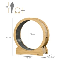 PawHut 30" Wooden Cat Running Wheel with Brake, Natural Wood Finish(m-3)
