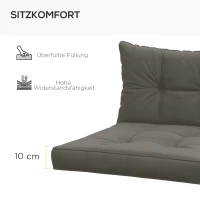 Outsunny 2er-Set Polsterauflage Gartenmöbelsitzkissen Sitzauflage, wetterbeständig, Knopfheftung, 60 x 60 x 10 cm, Grau(m-5)