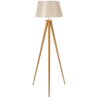 HOMCOM Lampadaire trépied pieds en bois et abat-jour aspect lin 40 W dim. 59L x 59l x 152H cm(m-10)