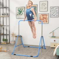 HOMCOM Kids Gymnastic Bar, with Adjustable Height, Foldable Horizontal Bars - Blue(m-2)