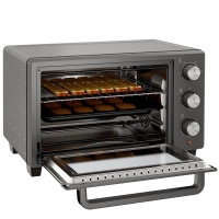 HOMCOM Minibackofen, 21 L Toasterofen mit 1 Drahtgestell und 1 Backblech, 3 Kochmodi, 100 °C-230 °C, Edelstahl, Glas, Grau