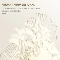 HOMCOM Decoración de Pared de Metal Hojas de Ginkgo 3D Adorno Colgante para Salón Dormitorio Oficina 51x94,5 cm Dorado(m-4)