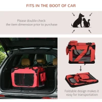 PawHut Foldable Pet Carrier for Small and Miniature Dogs, Portable Cat Carrier Soft Side Pet Travel Crate with Removable Mat, Storage Bags, Breathable Mesh Window 60 x 42 x 42cm - Red(m-7)