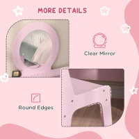 AIYAPLAY Kids Dressing Table Set Kids Make up Table with Stool and Mirror, Storage Drawers, Gift for Aged 3-8(m-6)