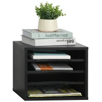 Vinsetto Organiseur bureau bois noir avec 4 couches fournitures support d'imprimante dim. 35,5L x 25l x 28,6H cm(m-9)