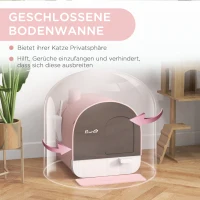 PawHut Katzentoilette mit Deckel, Streuschaufel, Schmutzfangmatte, Kunststoff, Rosa/Schwarz(m-5)