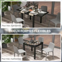 Outsunny Table Extensible de Jardin Grande Taille dim. dépliées 160 x 80 x 75 cm Aluminium Plateau Verre trempé transparent(m-4)