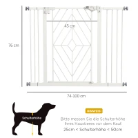 PawHut Türschutzgitter Treppenschutzgitter Absperrgitter Hundegitter, 100 cm x 4 cm x 76 cm, Weiß(m-3)