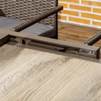 Outsunny Conjunto de Muebles de Ratán Sintético de Jardín 7 Piezas Mesa Extensible y 6 Sillas para Terraza Patio Marrón(m-7)