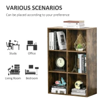 HOMCOM Six-Cube Bookcase - Rustic Brown Wood Effect(m-6)