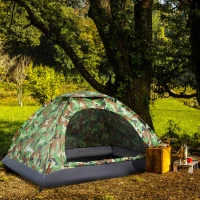 Outsunny 2 Person Camping Tent, Dome Tent with Zipped Doors, Storage Pocket, Portable Handy Bag, Multicoloured(m-10)